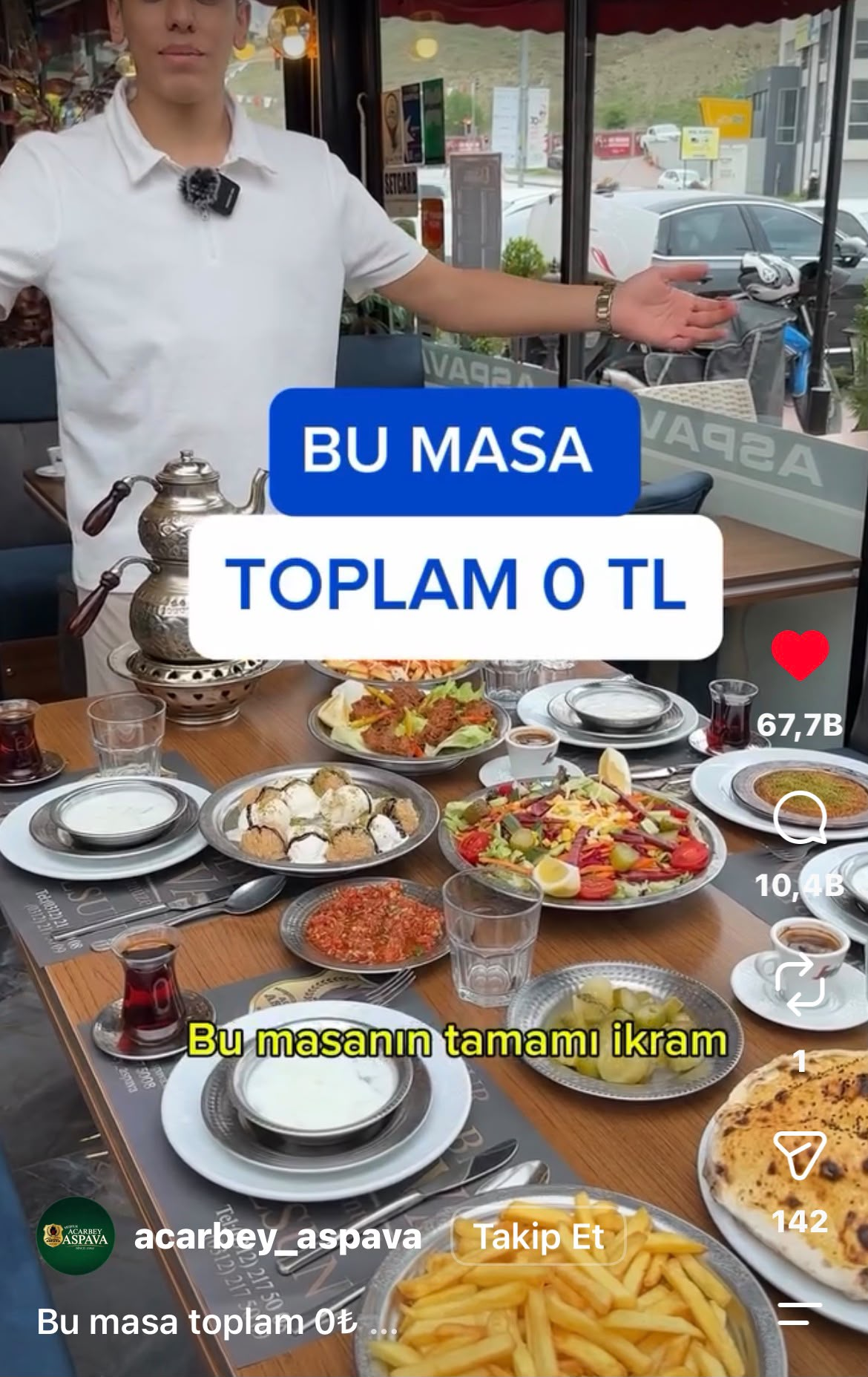 Bu masa toplam 0 TL Reels ekran görüntüsü
