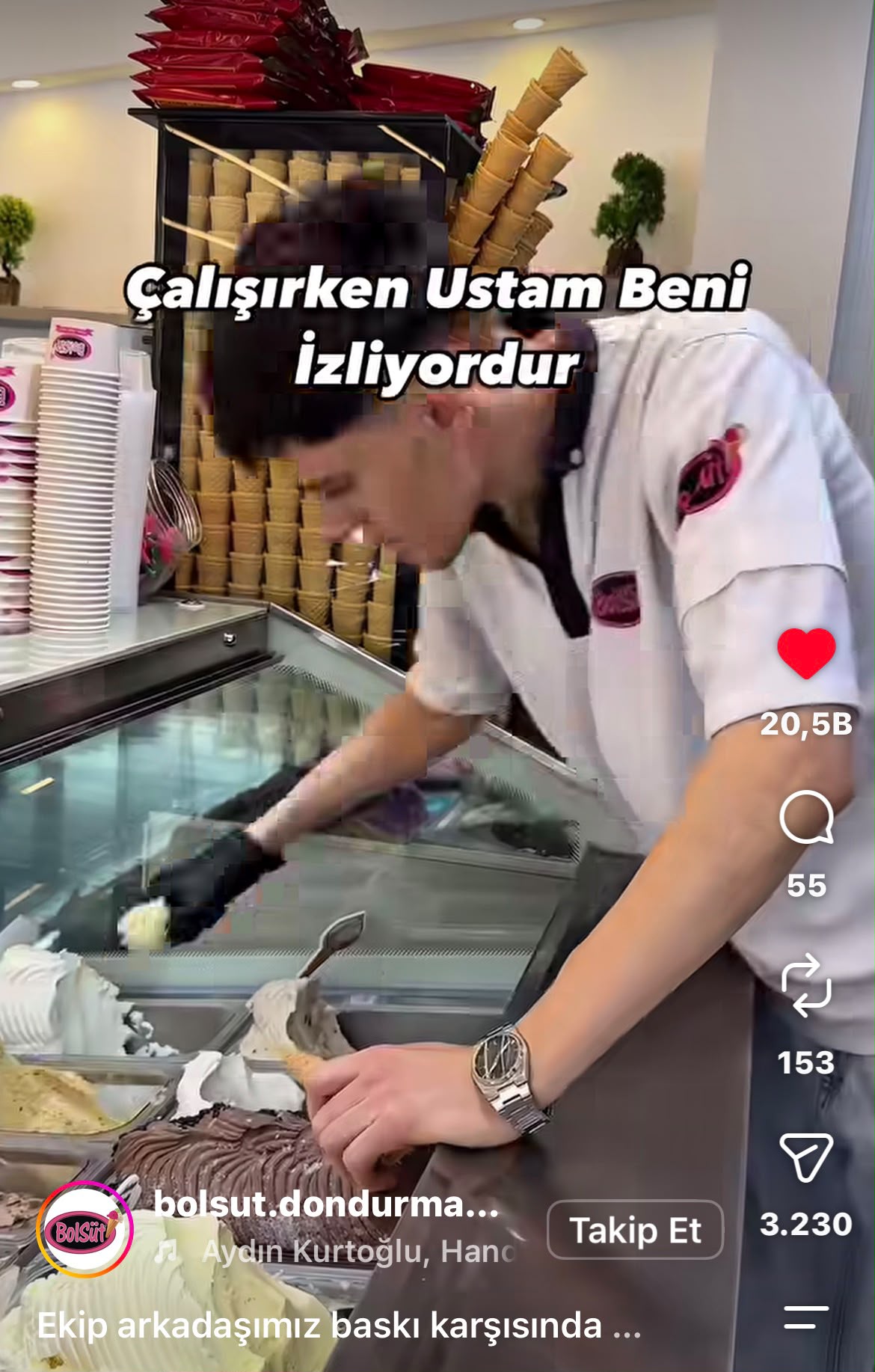 Çalışırken ustam beni izliyordur Reels ekran görüntüsü