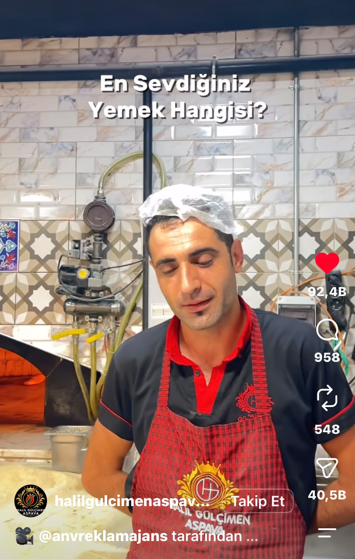 En sevdiğiniz yemek hangisi? Reels ekran görüntüsü