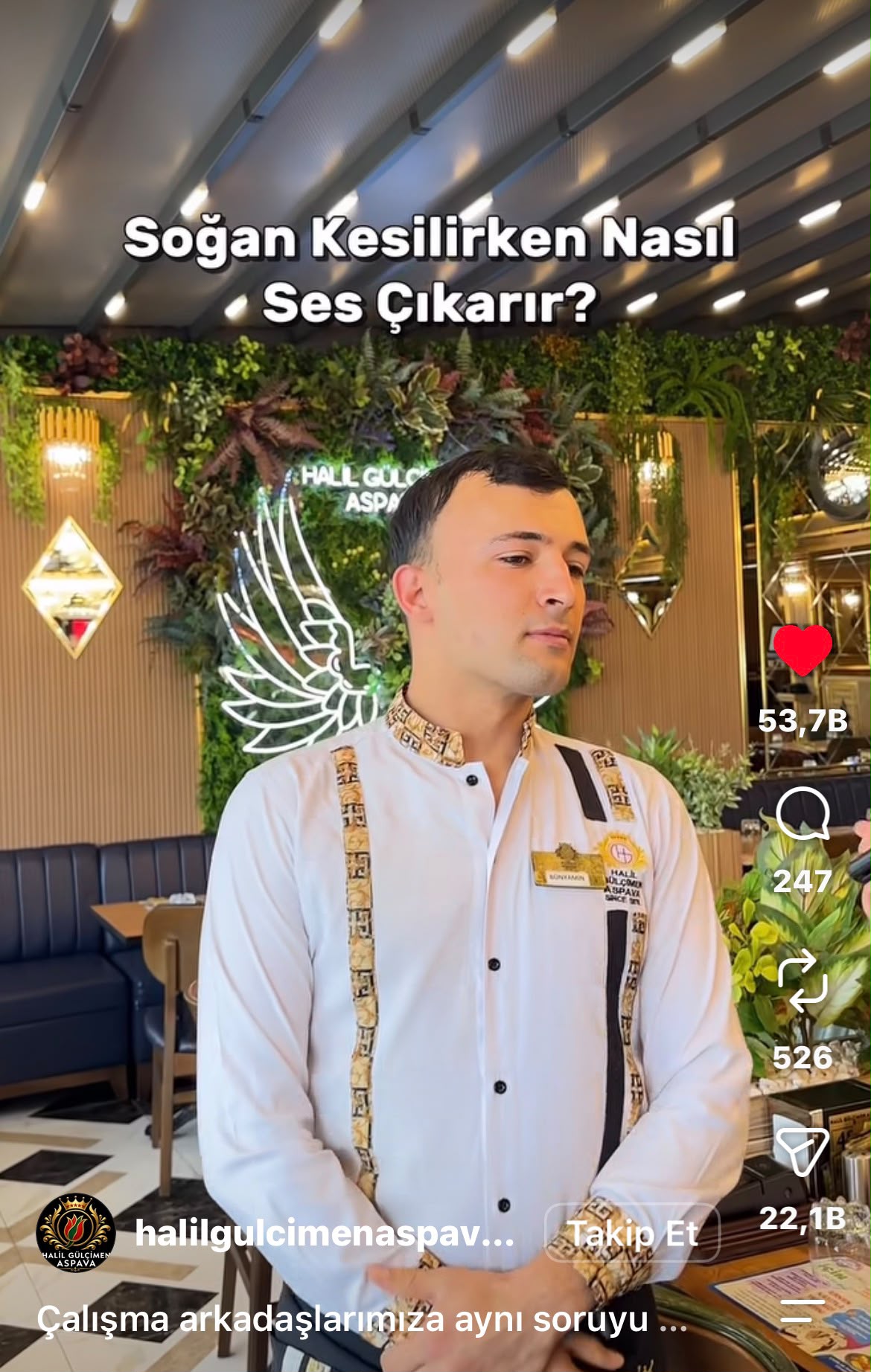 Soğan kesilirken nasıl ses çıkarır? Reels ekran görüntüsü